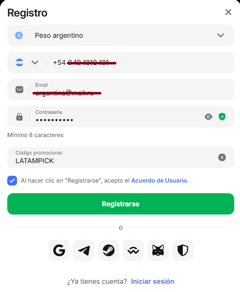 Registrar cuenta